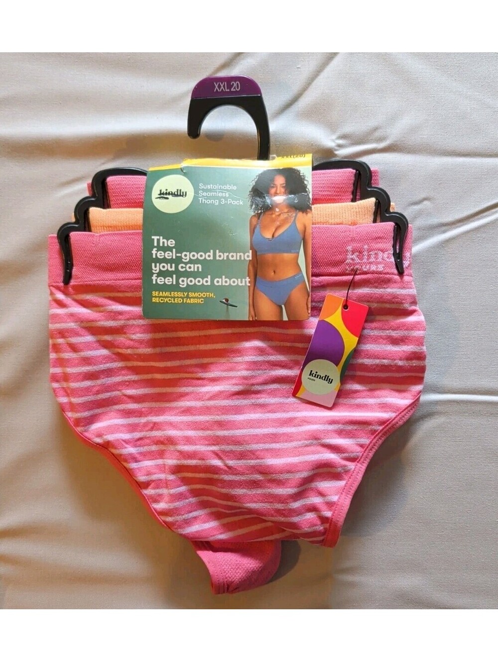 Kindly Yours Women's Size XXL 20 Seamless 3-Pack Thong Panties